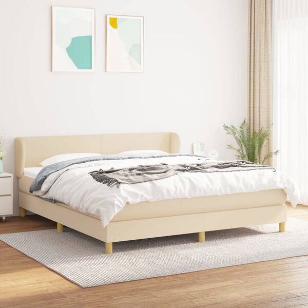 vidaXL &Kappa;&rho;&epsilon;&beta;ά&tau;&iota; Boxspring &mu;&epsilon; &Sigma;&tau;&rho;ώ&mu;&alpha; &Kappa;&rho;&epsilon;&mu; 180x200 &epsilon;&kappa;. &Upsilon;&phi;&alpha;&sigma;&mu;ά&tau;&iota;&nu;&omicron;