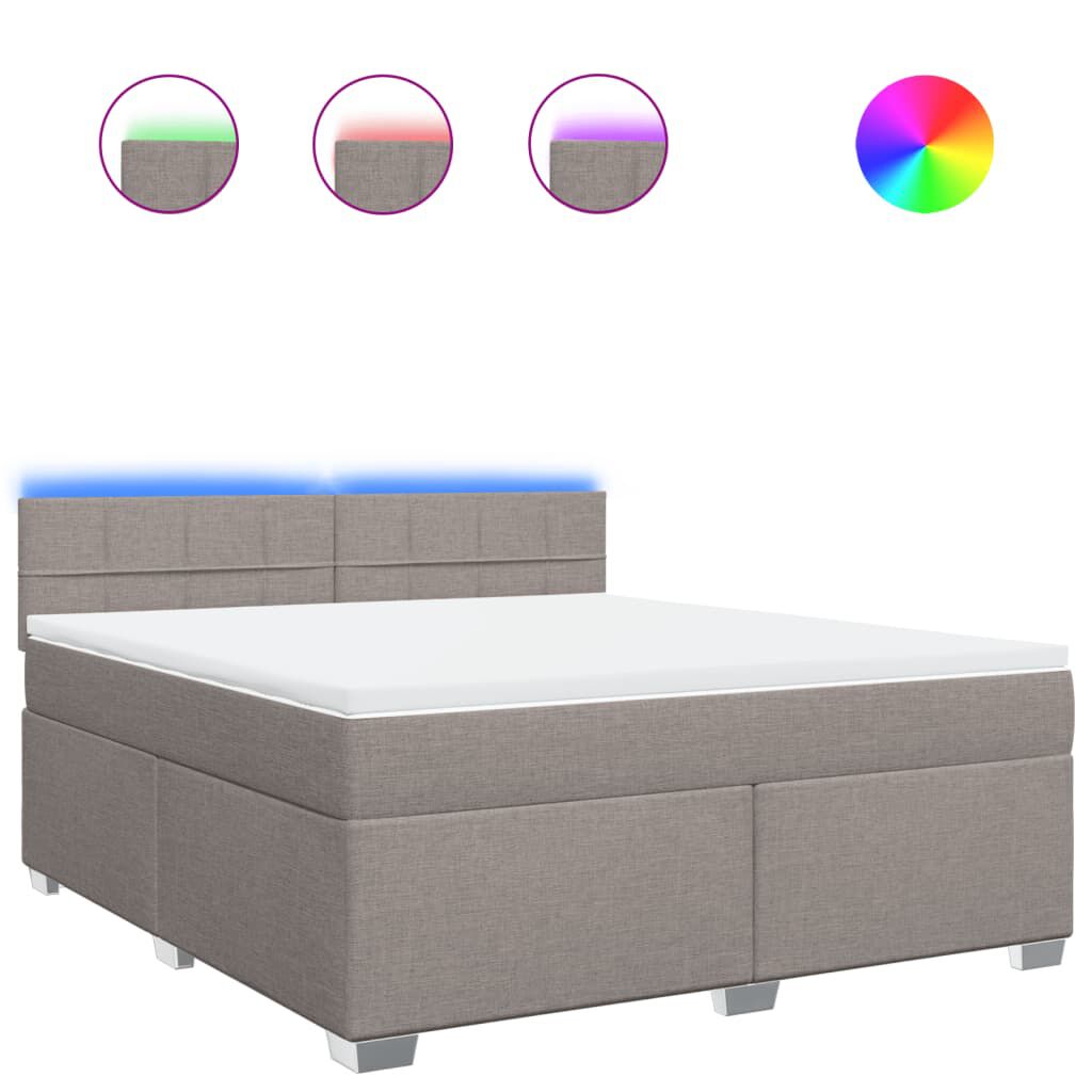 vidaXL Κρεβάτι Boxspring με Στρώμα Taupe 180x200 εκ. Υφασμάτινο