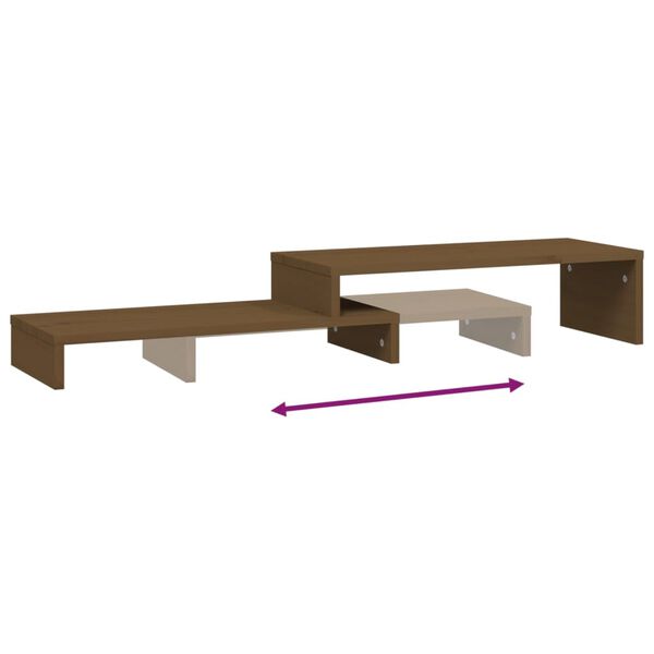 vidaXL Βάση Οθόνης Καφέ Μελί (52-101)x22x14 εκ. από Μασίφ Ξύλο Πεύκου