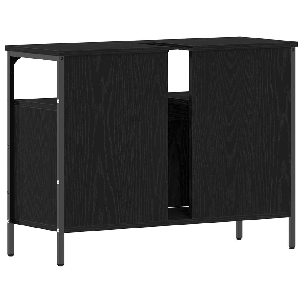 vidaXL Ντουλάπα Νιπτήρα Μαύρο Δρυς 80x30x60 εκ. Κατασκευασμένο ξύλο