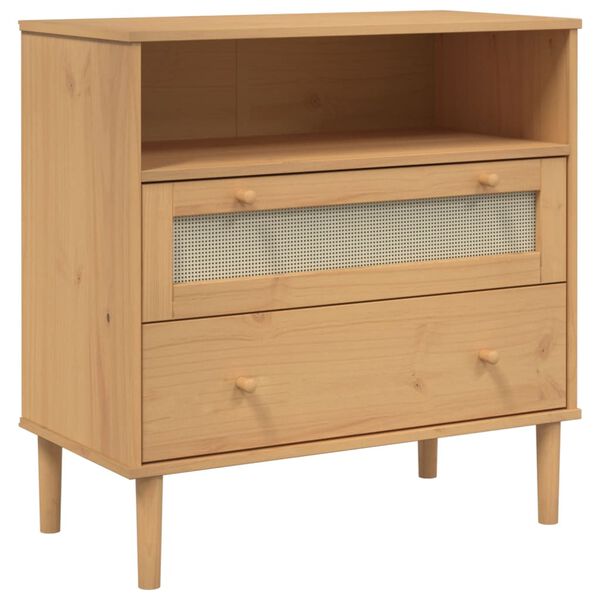 vidaXL Μπουφές SENJA Καφέ / Ρατάν 80 x 40 x 80 εκ. Μασίφ Ξύλο Πεύκου