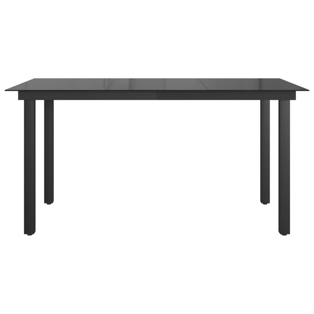 vidaXL Τραπέζι Κήπου Μαύρο 150 x 90 x 74 εκ. από Αλουμίνιο / Γυαλί