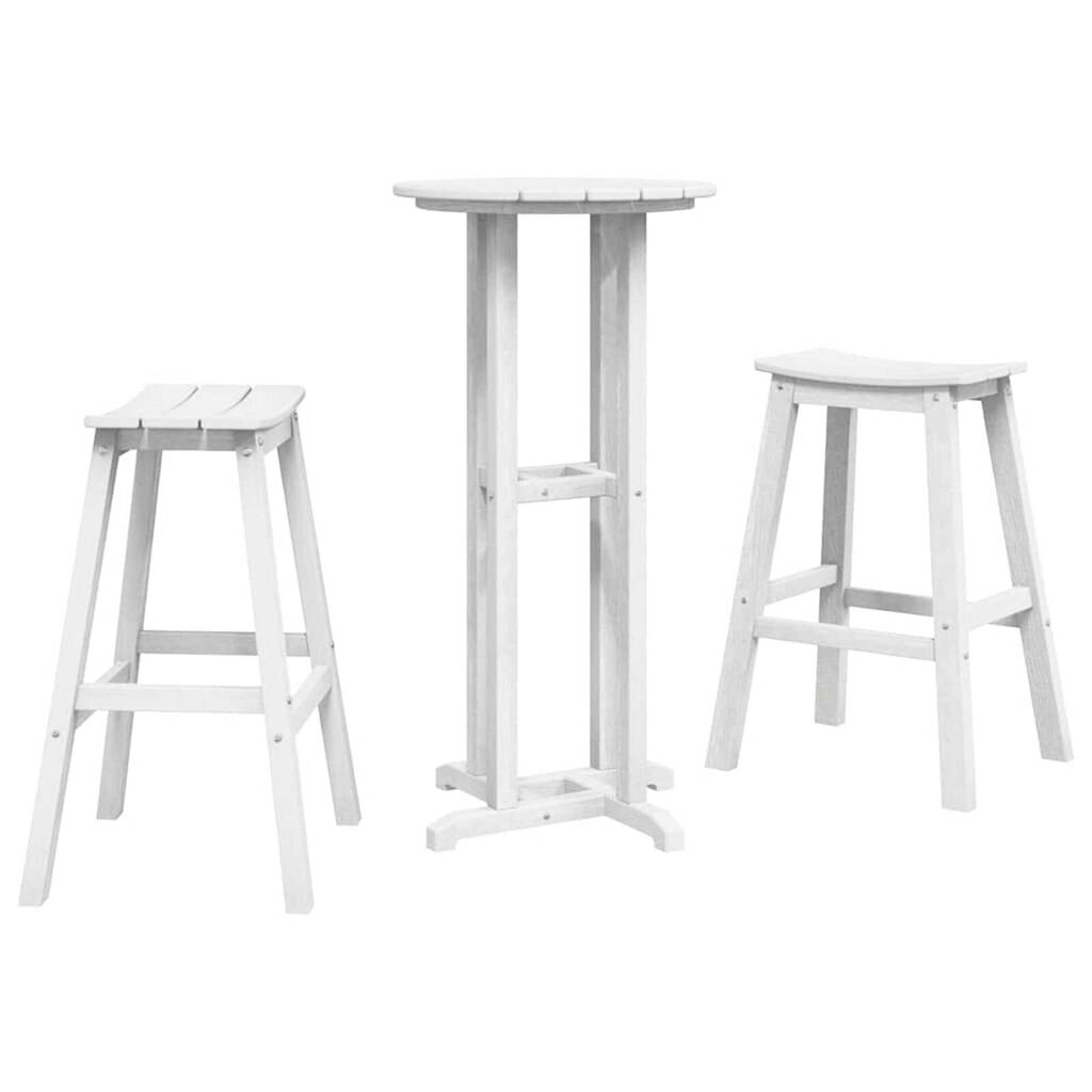 vidaXL Σετ Μπαρ Κήπου 3 pcs Λευκό HDPE