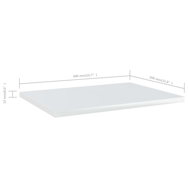 vidaXL Ράφια Βιβλιοθήκης 8 τεμ. Γυαλ. Λευκό 40x30x1,5 εκ. Μοριοσανίδα
