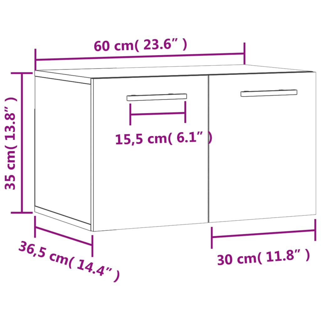 vidaXL Ντουλάπι Τοίχου Γκρι Sonoma 60x36,5x35 εκ. Επεξεργασμένο Ξύλο