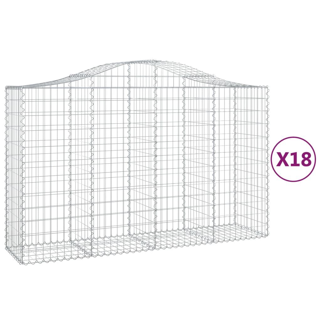 vidaXL Συρματοκιβώτια Τοξωτά 18 τεμ. 200x50x120/140 εκ. Γαλβαν. Ατσάλι