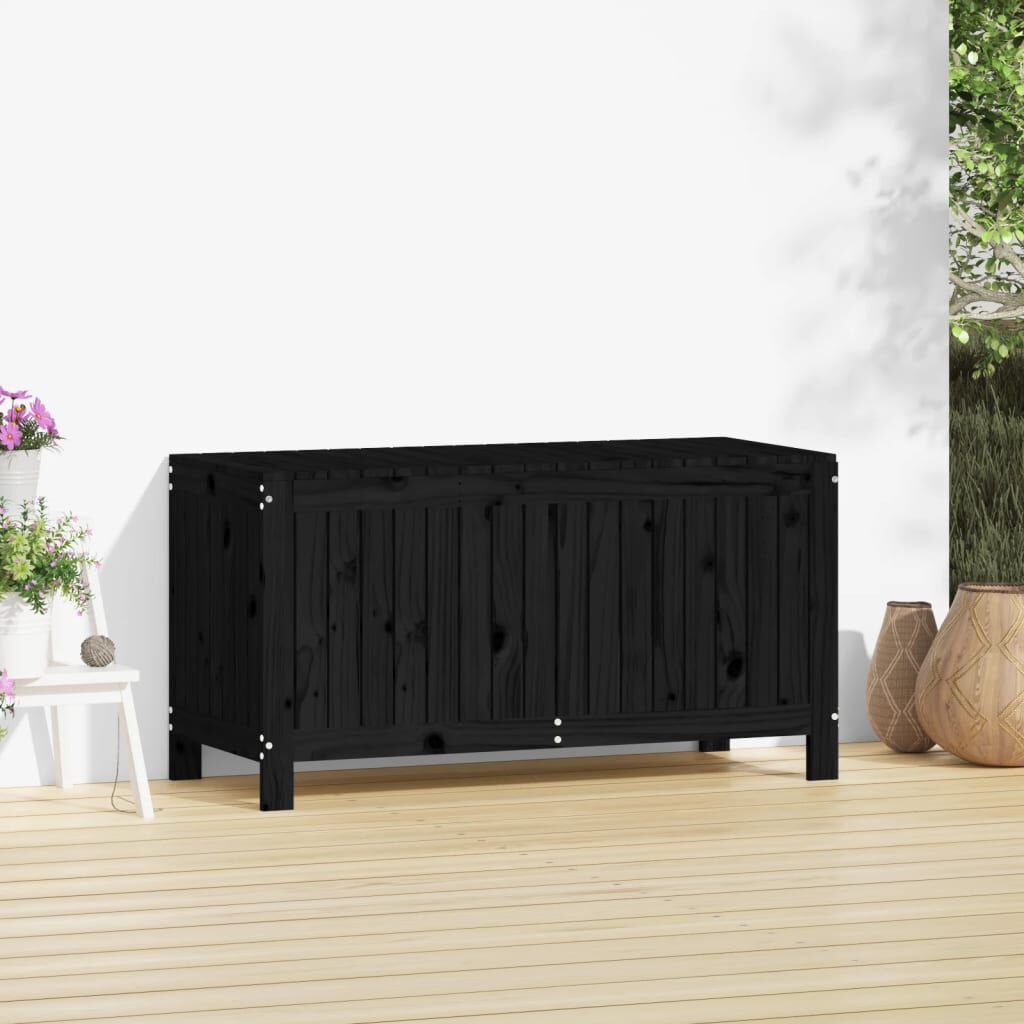 vidaXL Κουτί Αποθήκευσης Κήπου Μαύρο 115x49x60 εκ. Μασίφ Ξύλο Πεύκου