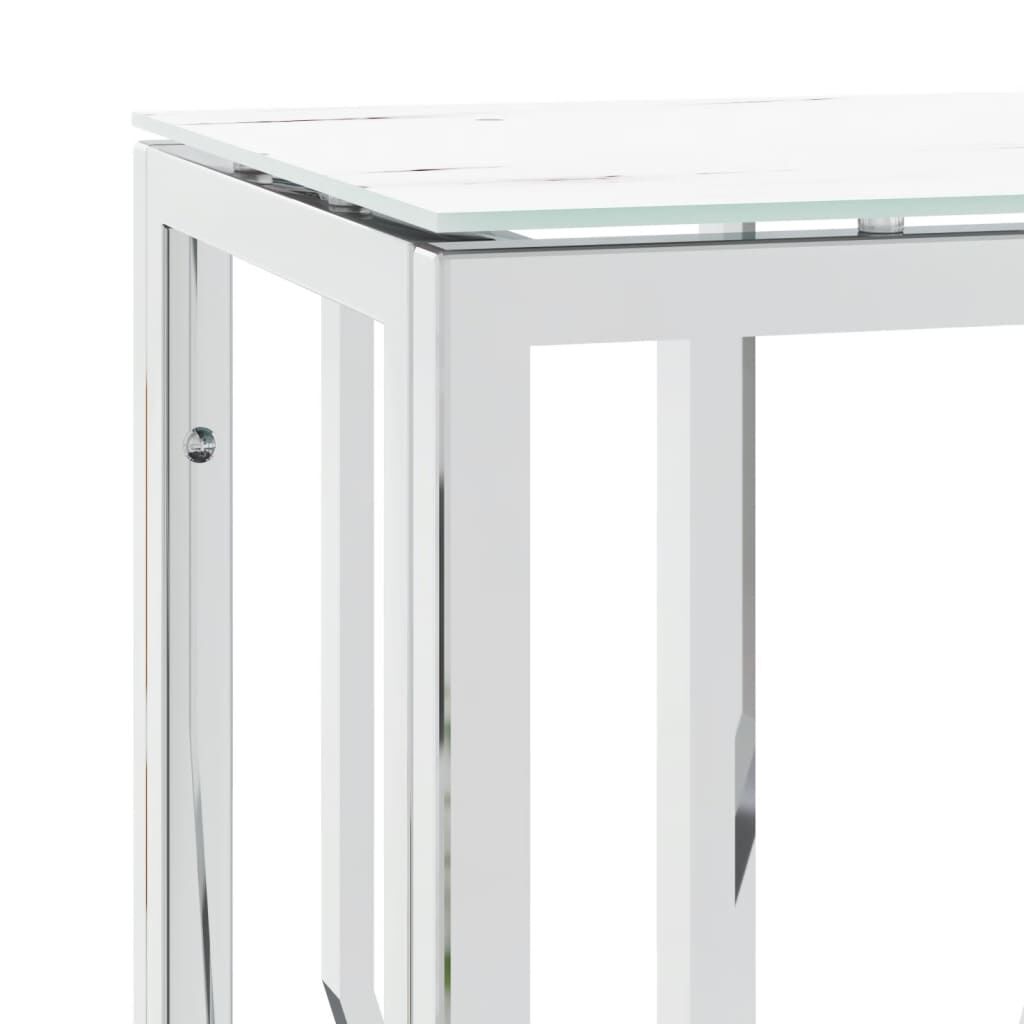 vidaXL Τραπέζι Κονσόλα Ασημί 70x30x70 εκ. Ανοξείδωτο Ατσάλι και Γυαλί
