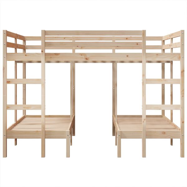 vidaXL Σκελετός Τριπλής Κουκέτας 140x200/70x140 εκ. Μασίφ Πεύκο