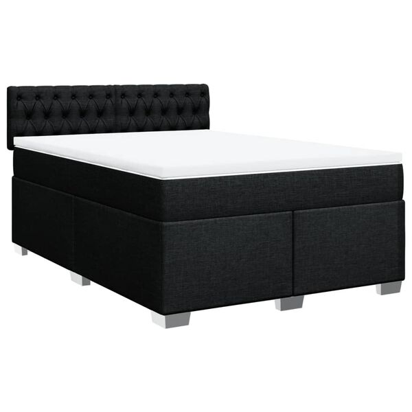 vidaXL Κρεβάτι Boxspring με Στρώμα Μαύρο 160x200 εκ. Υφασμάτινο