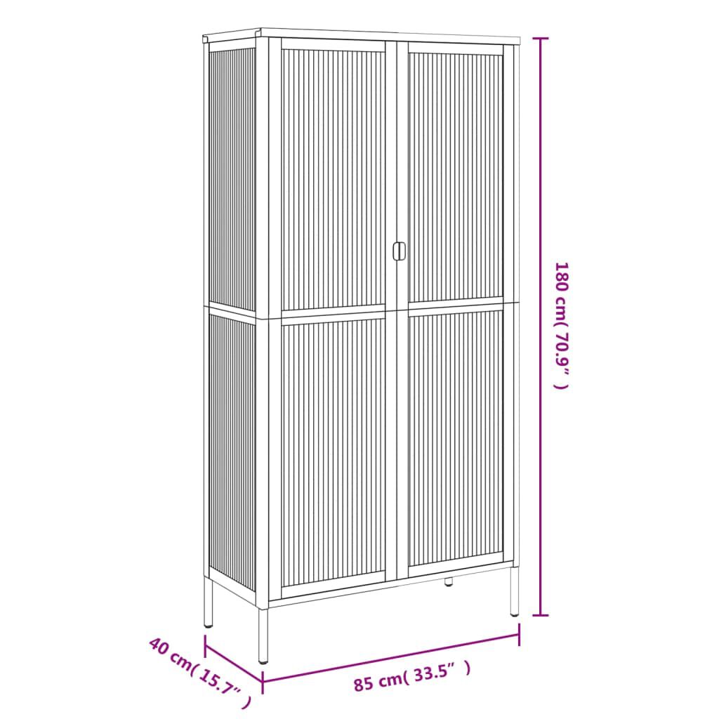 vidaXL Ψηλό Ντουλάπι Μαύρο 85 x 40 x 180 εκ. από Γυαλί και Ατσάλι
