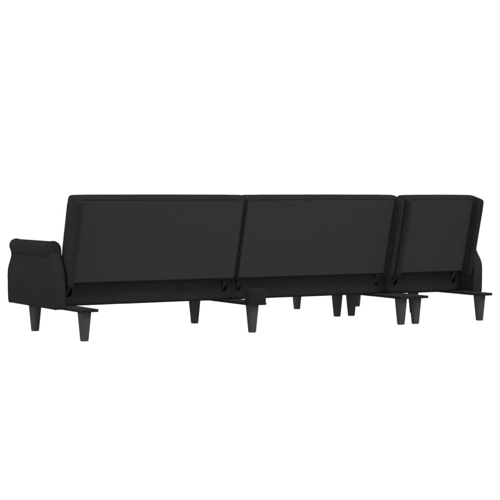 vidaXL Καναπές Κρεβάτι Γωνιακός Μαύρος 271 x 140 x 70 εκ. Βελούδινος