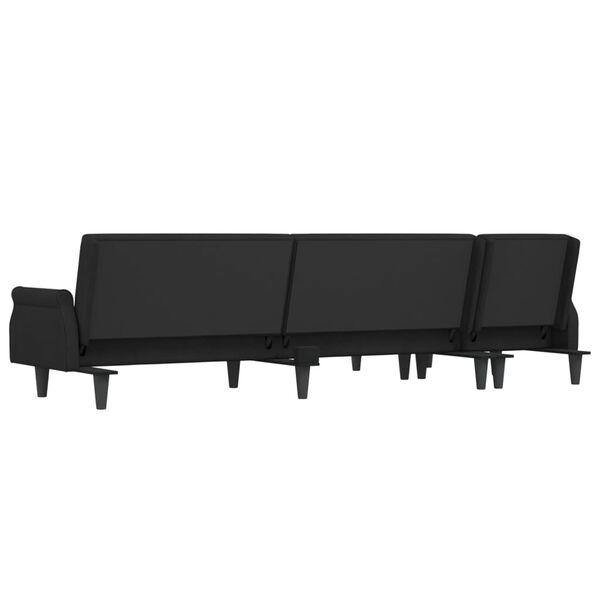 vidaXL Καναπές Κρεβάτι Γωνιακός Μαύρος 271 x 140 x 70 εκ. Βελούδινος