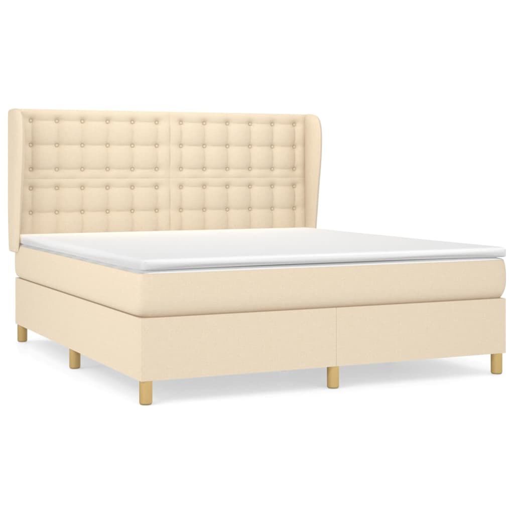 vidaXL Κρεβάτι Boxspring με Στρώμα Κρεμ 160x200 εκ. Υφασμάτινο