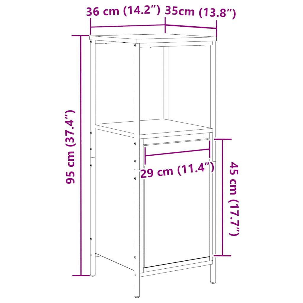 vidaXL Ντουλάπι μπάνιου με ράφια Sonoma δρυς 36x35x95 εκ.