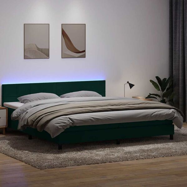 vidaXL &Kappa;&rho;&epsilon;&beta;ά&tau;&iota; Boxspring &mu;&epsilon; &Sigma;&tau;&rho;ώ&mu;&alpha; & LED &sigma;&kappa;&omicron;ύ&rho;&omicron; &pi;&rho;ά&sigma;&iota;&nu;&omicron; 180x220cm &Beta;&epsilon;&lambda;&omicron;ύ&delta;&iota;&nu;&omicron;