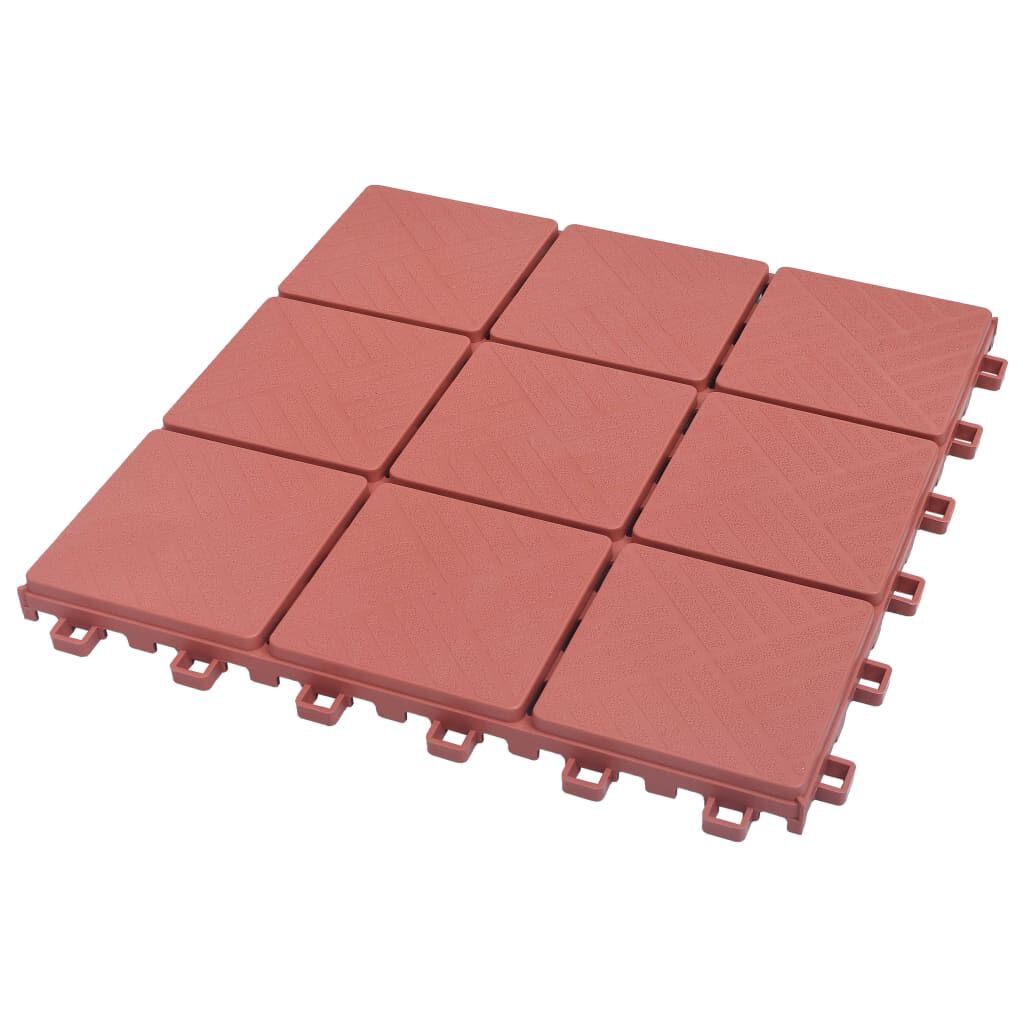 vidaXL Πλακάκια Deck 10 τεμ. Κόκκινα 30,5 x 30,5 εκ. Πλαστικά