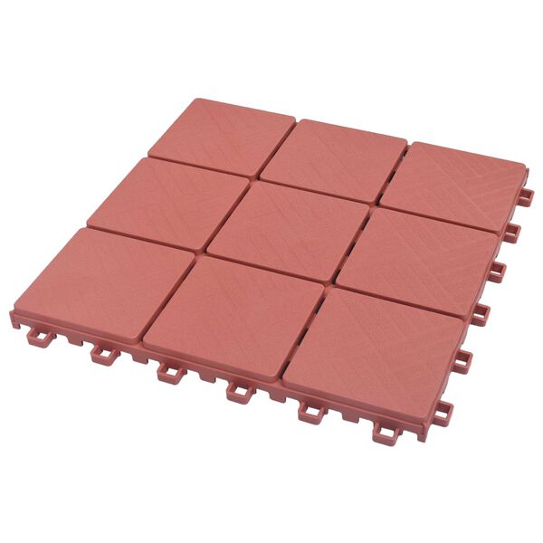 vidaXL Πλακάκια Deck 10 τεμ. Κόκκινα 30,5 x 30,5 εκ. Πλαστικά