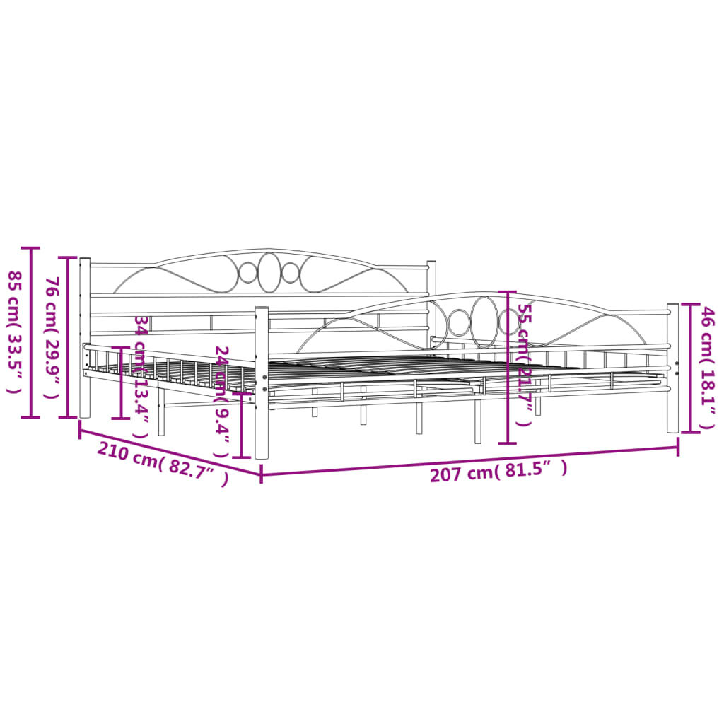 vidaXL Πλαίσιο Κρεβατιού Λευκό 200 x 200 εκ. Μεταλλικό