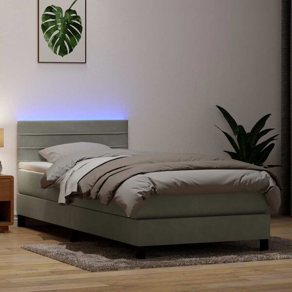 vidaXL &Kappa;&rho;&epsilon;&beta;ά&tau;&iota; Boxspring &mu;&epsilon; &Sigma;&tau;&rho;ώ&mu;&alpha; & LED &Alpha;&nu;&omicron;&iota;&chi;&tau;ό &Gamma;&kappa;&rho;&iota; 80x210 &epsilon;&kappa;. &Beta;&epsilon;&lambda;&omicron;ύ&delta;&iota;&nu;&omicron;