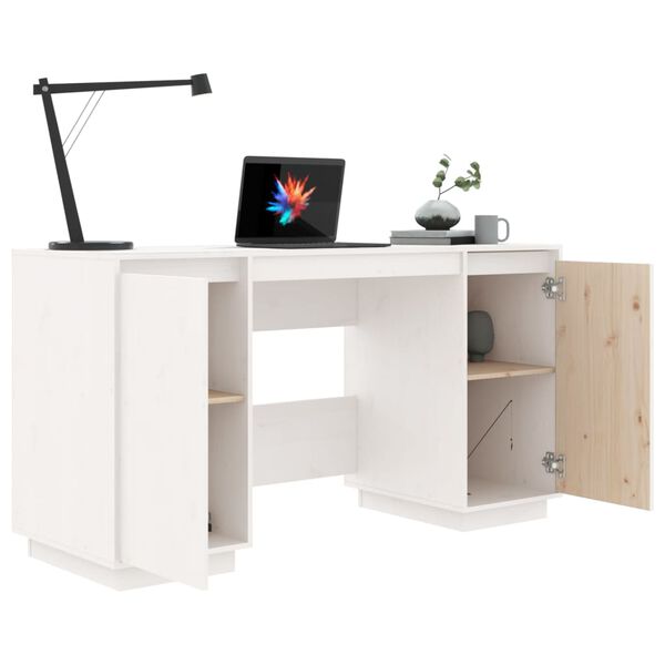 vidaXL Γραφείο Λευκό 140 x 50 x 75 εκ. από Μασίφ Ξύλο Πεύκου