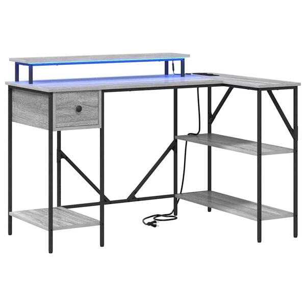 vidaXL Γραφείο Γκρίζο Σονομα 120 x 79 x 86,5 εκ. Επεξεργασμένο ξύλο