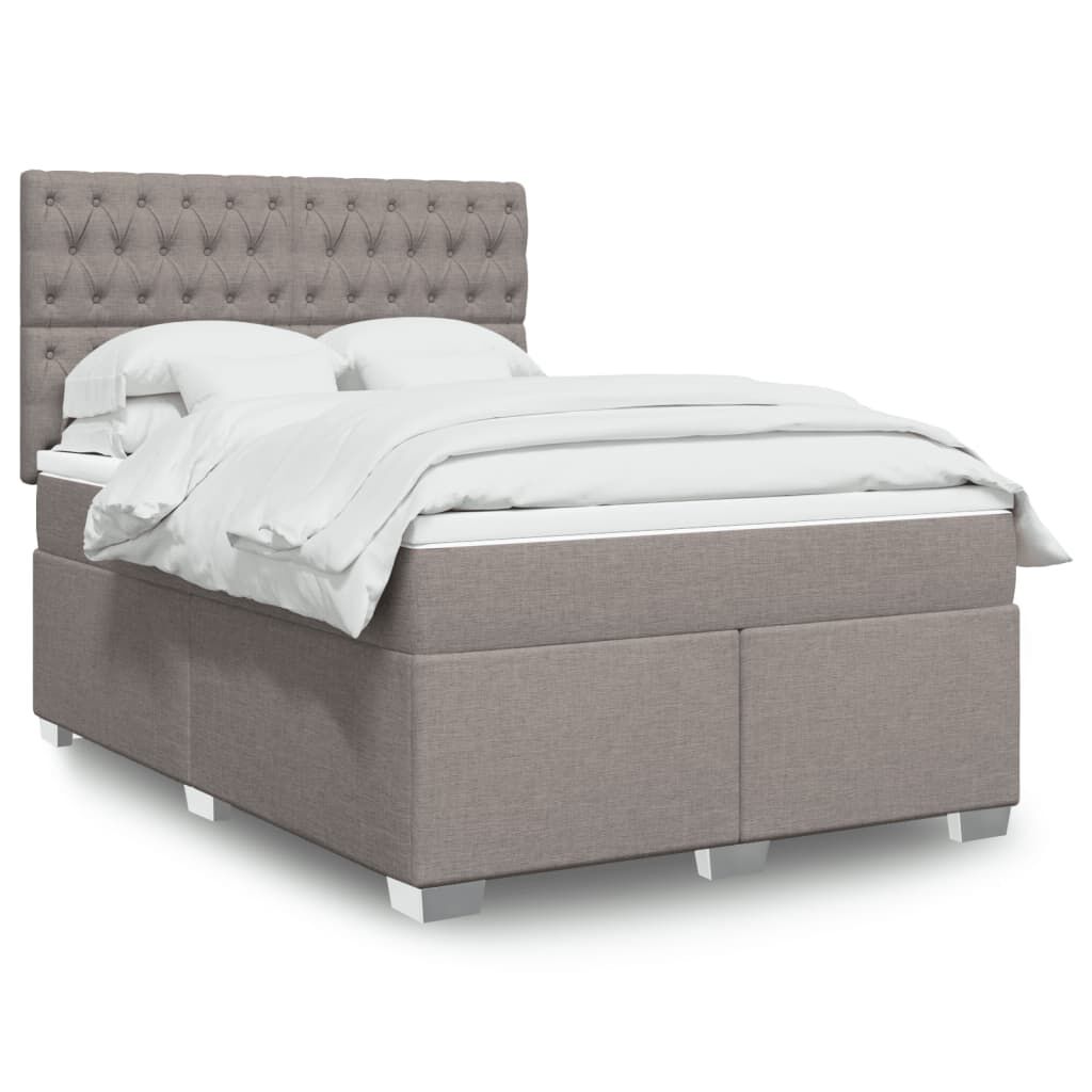 vidaXL Κρεβάτι Boxspring με Στρώμα Taupe 140x200 εκ. Υφασμάτινο
