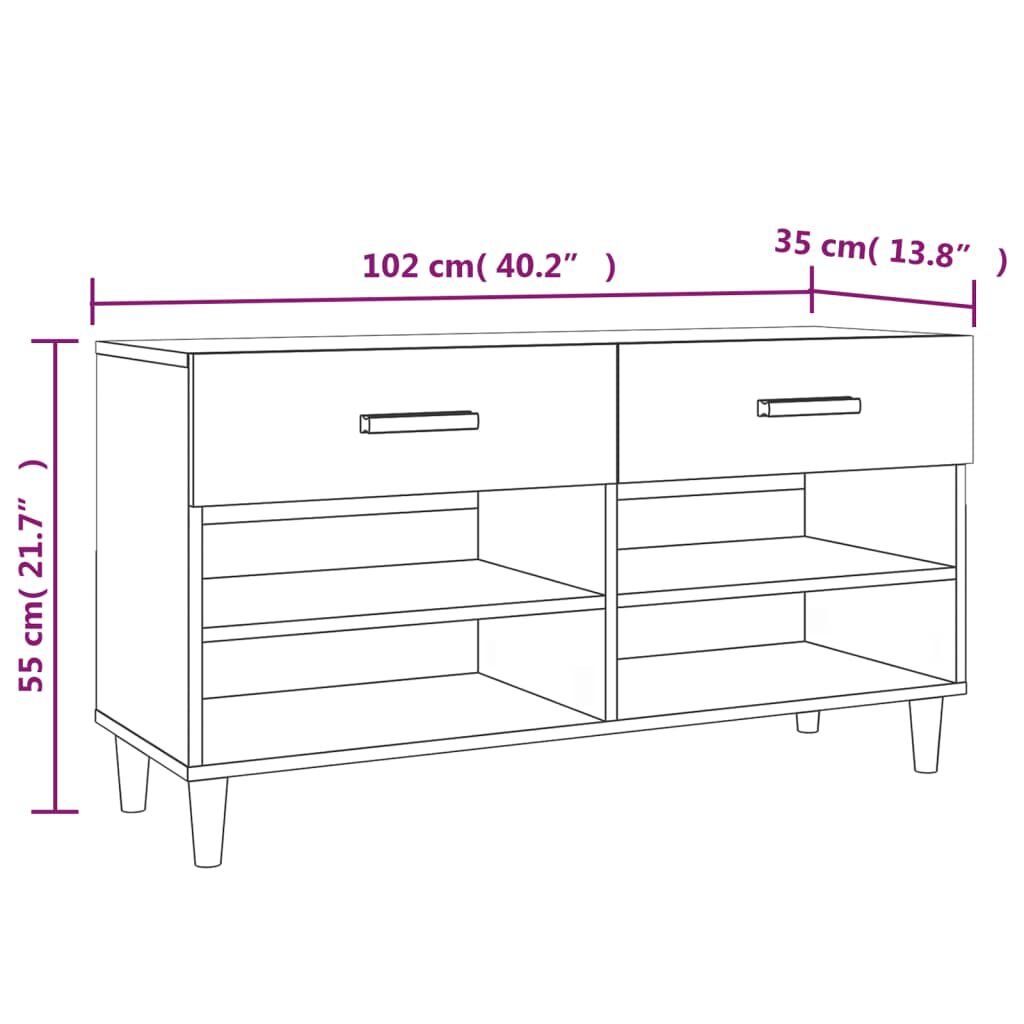 vidaXL Παπουτσοθήκη Sonoma Δρυς 102x35x55 εκ. από Επεξεργασμένο Ξύλο