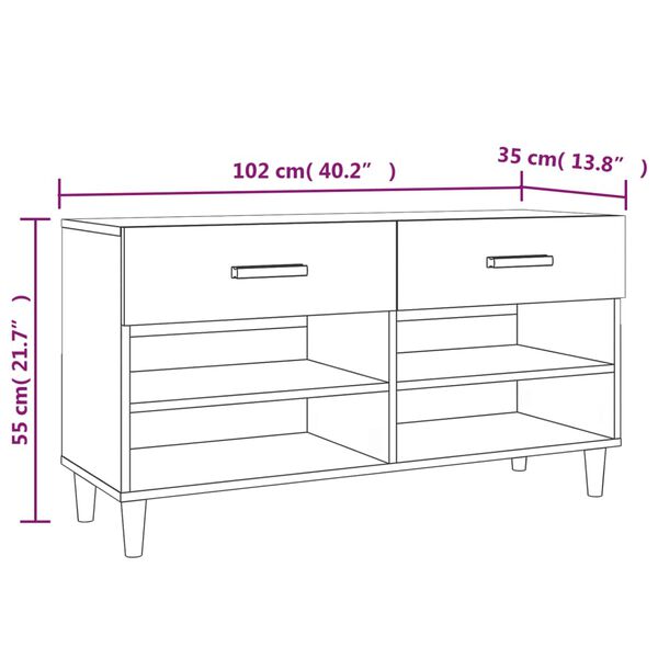 vidaXL Παπουτσοθήκη Sonoma Δρυς 102x35x55 εκ. από Επεξεργασμένο Ξύλο