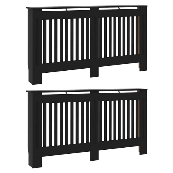 vidaXL Καπάκι Καλοριφέρ 2 pcs Μαύρο 152 x 19 x 81.5 cm
