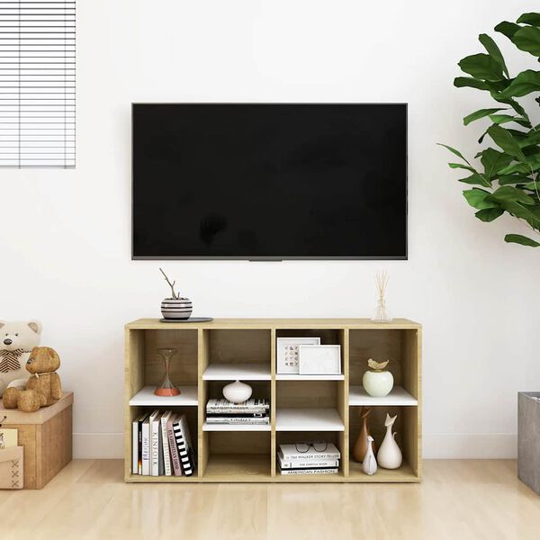 vidaXL Παπουτσοθήκη Λευκή/Sonoma Δρυς 103 x 30 x 55 εκ. Επεξ. Ξύλο