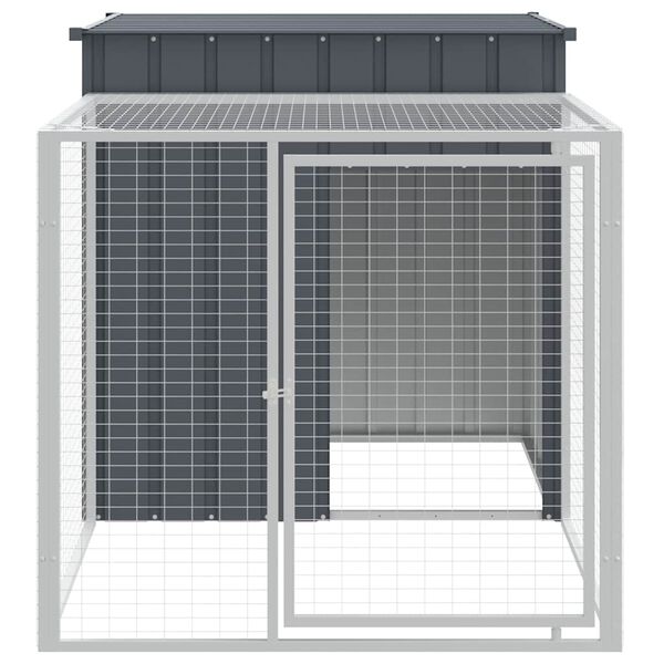 vidaXL Κλουβί Κοτόπουλων με Διάδρομο Ανθρακί 110x201x110 εκ. από Γαλβανισμένο Ατσάλι