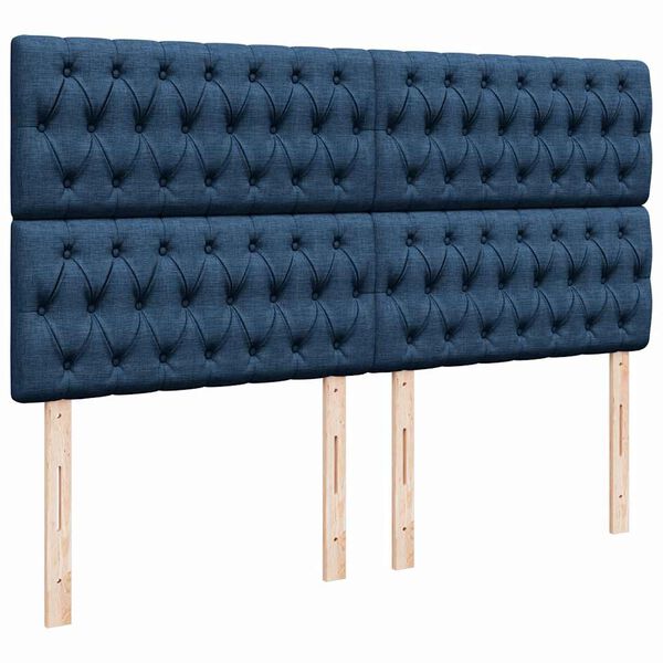 vidaXL Κρεβάτι Boxspring με Στρώμα Μπλε 200x200 εκ. Υφασμάτινο
