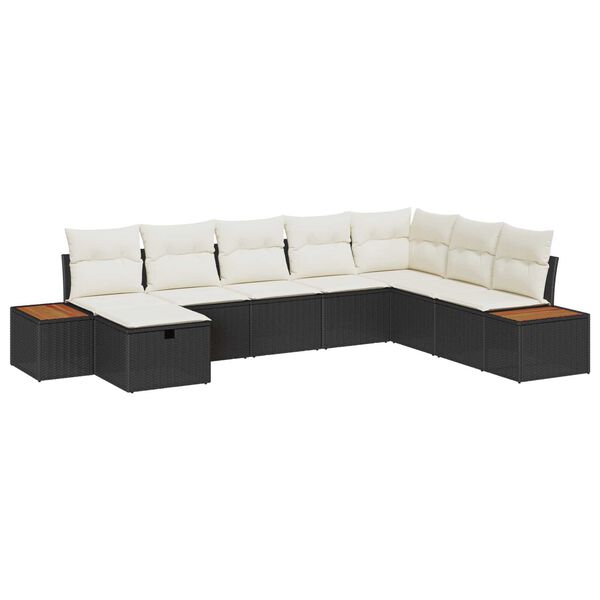 vidaXL Σετ Καναπέ Κήπου με μαξιλάρι 8 pcs Μαύρο Πολυ ράταν