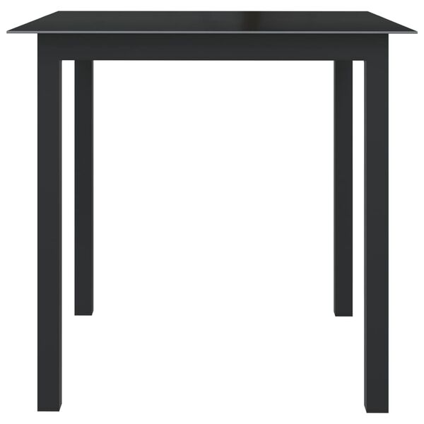 vidaXL Τραπέζι Κήπου Μαύρο 80 x 80 x 74 εκ. από Αλουμίνιο / Γυαλί