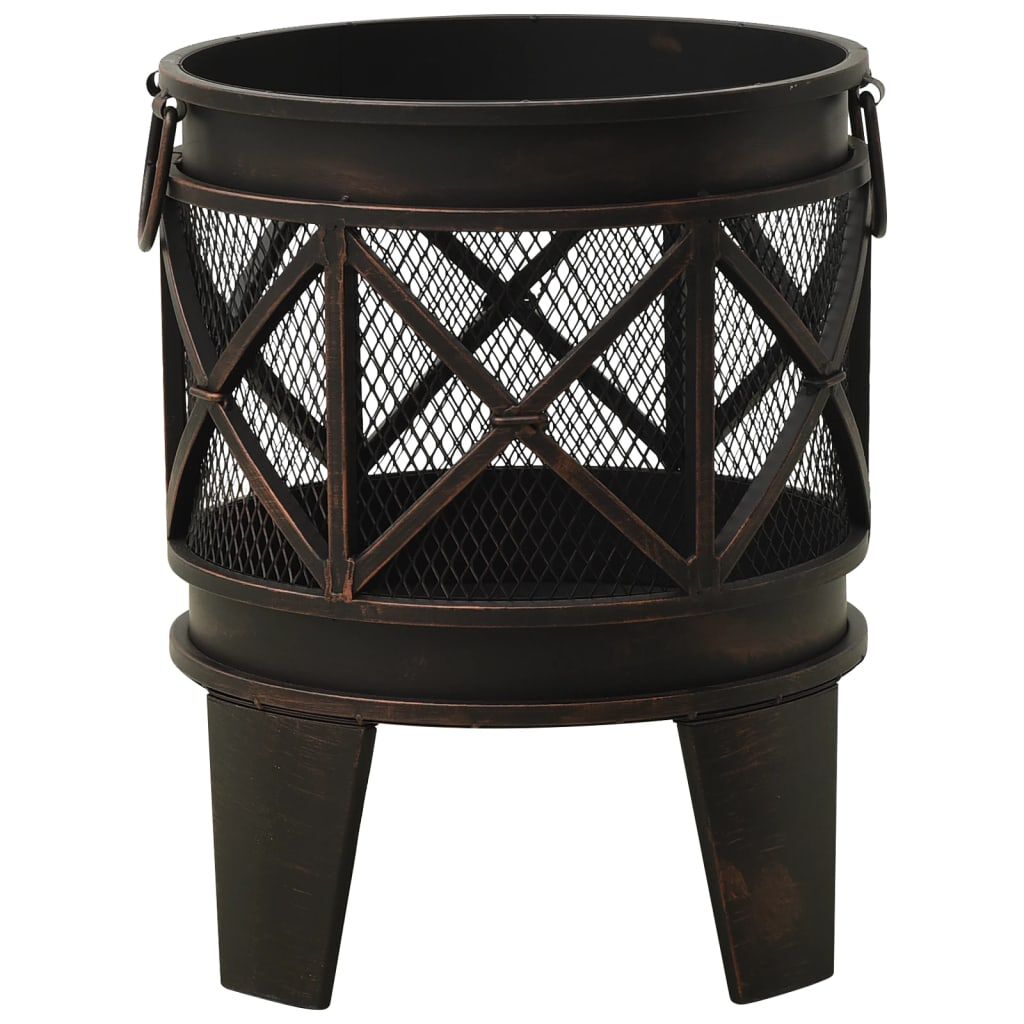 313637 vidaXL Rustic Fire Pit with Poker Φ42x54 cm Steel