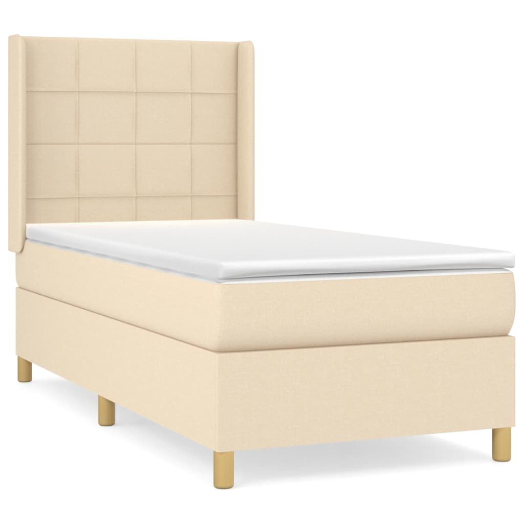vidaXL Κρεβάτι Boxspring με Στρώμα Κρεμ 80 x 200 εκ. Υφασμάτινο