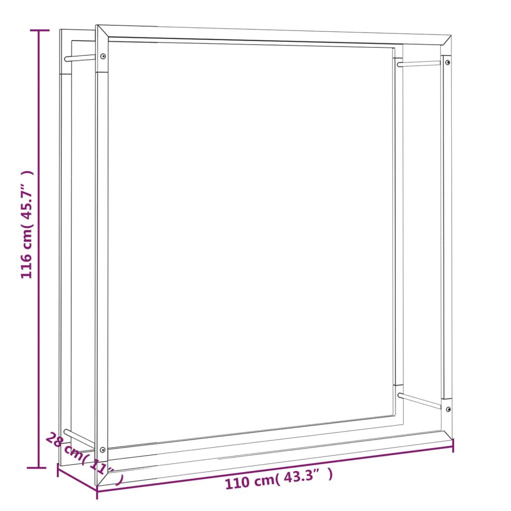 vidaXL Ραφιέρα Καυσόξυλων Ματ Μαύρο 110x28x116 εκ. Ατσάλι