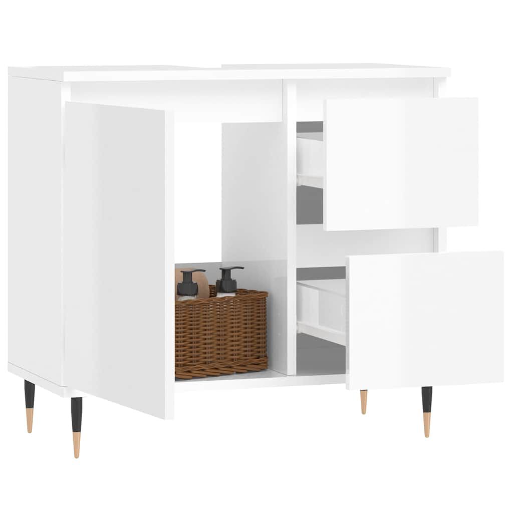 vidaXL Ντουλάπι Μπάνιου Γυαλιστερό Λευκό 65x33x60 εκ. Επεξεργ. Ξύλο