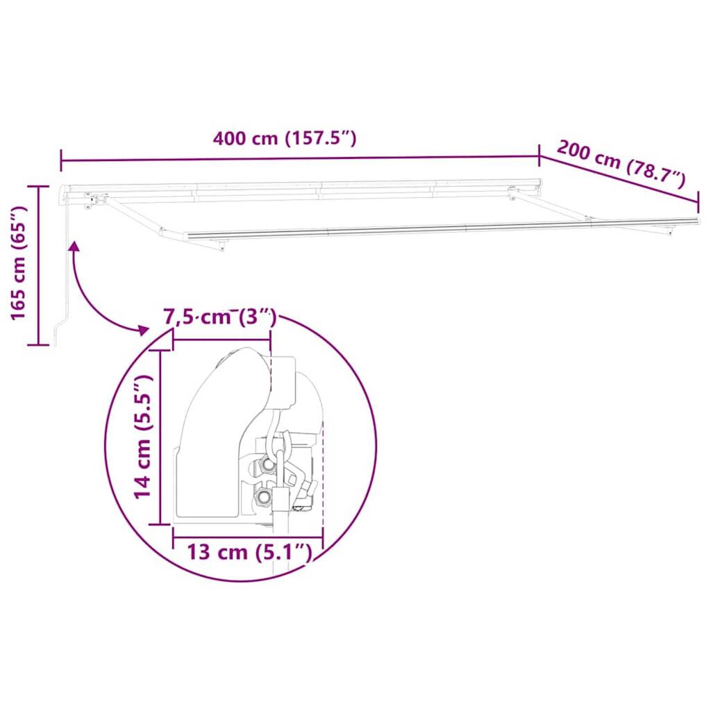 vidaXL Σκηνίτσα Αναδιπλούμενη Ανθρακί 400 x 200 cm