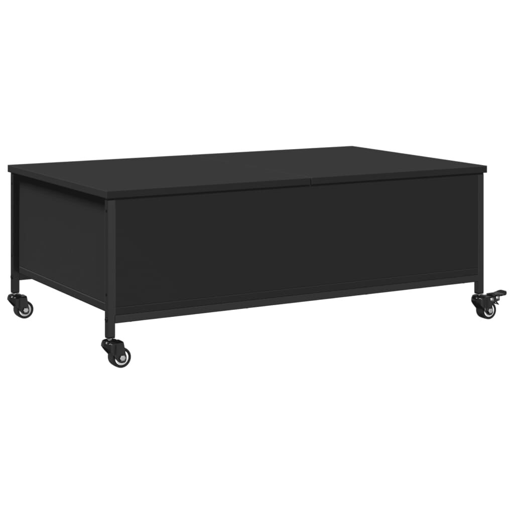 vidaXL Τραπεζάκι Σαλονιού με Ροδάκια Μαύρο 91x55x34 εκ. Επεξ. Ξύλο