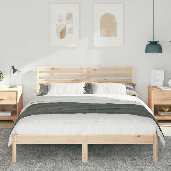 vidaXL Σκελετός Κρεβατιού Καφέ 140 x 200 cm Συμπαγές ξύλο πεύκου