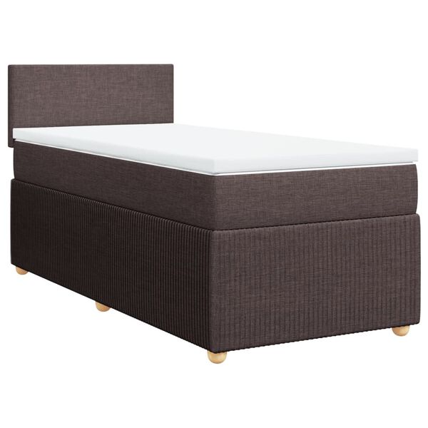 vidaXL Κρεβάτι Boxspring με Στρώμα Σκούρο Καφέ 90x200 εκ. Υφασμάτινο