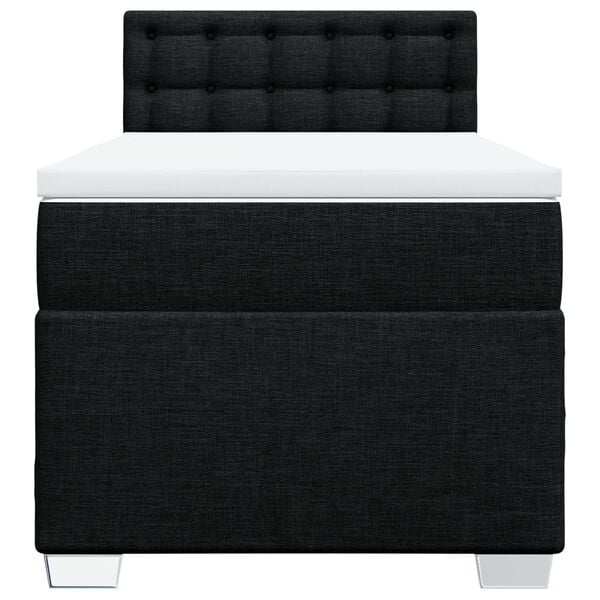 vidaXL Κρεβάτι Boxspring με Στρώμα Μαύρο 100 x 200 εκ. Υφασμάτινο