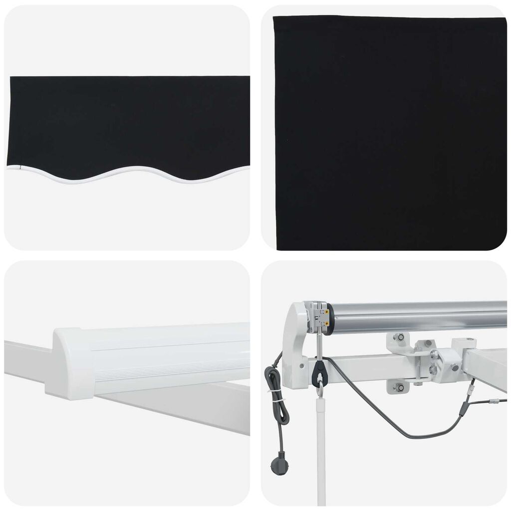 vidaXL Αυτόματη Ανασυρόμενη Τέντα με LED Μαύρη 400x300 εκ.