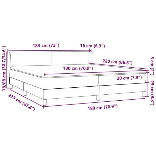 vidaXL Box Spring κρεβάτι με στρώμα ροζ 180x220 cm Βελούδινο
