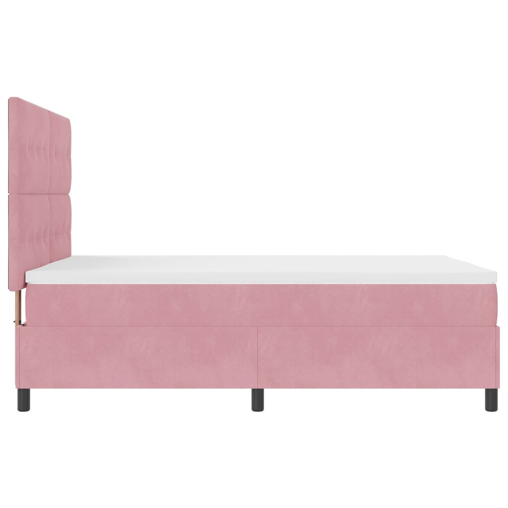 κρεβάτι Box Spring με στρώμα vidaXL Ροζ 140x200 εκ. Βελούδο