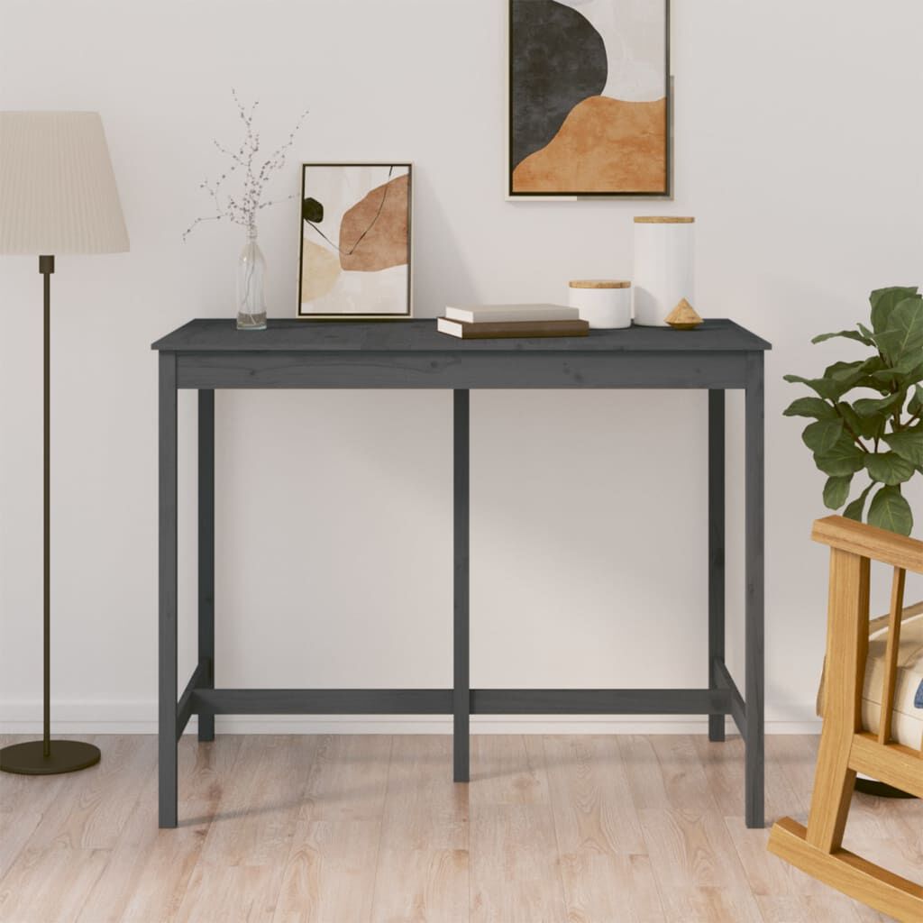 vidaXL Τραπέζι Μπαρ γκρί 140 x 80 x 110 εκ. από Μασίφ Ξύλο Πεύκου