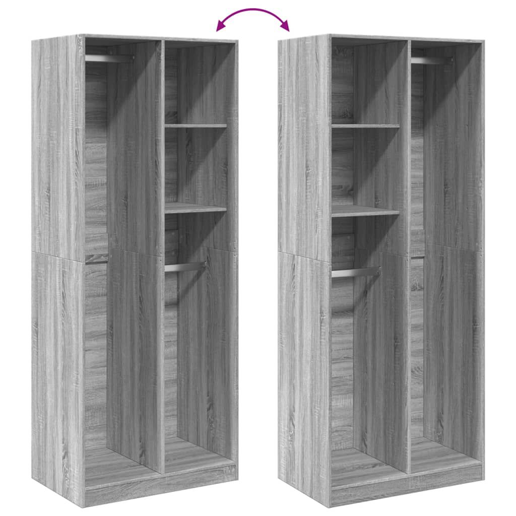 vidaXL Ντουλάπα Γκρι Sonoma 80x50x200 εκ. από Επεξεργασμένο Ξύλο
