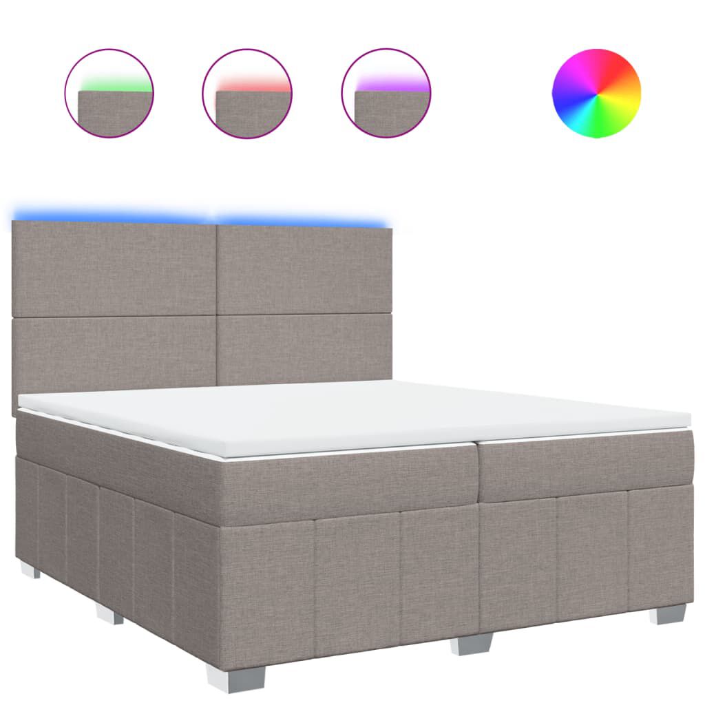 vidaXL Κρεβάτι Boxspring με Στρώμα Taupe 200x200 εκ. Υφασμάτινο